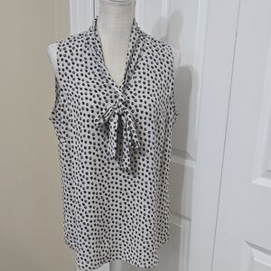 Polka Dot Sleeveless Top - Black and Cream Sz L NWOT